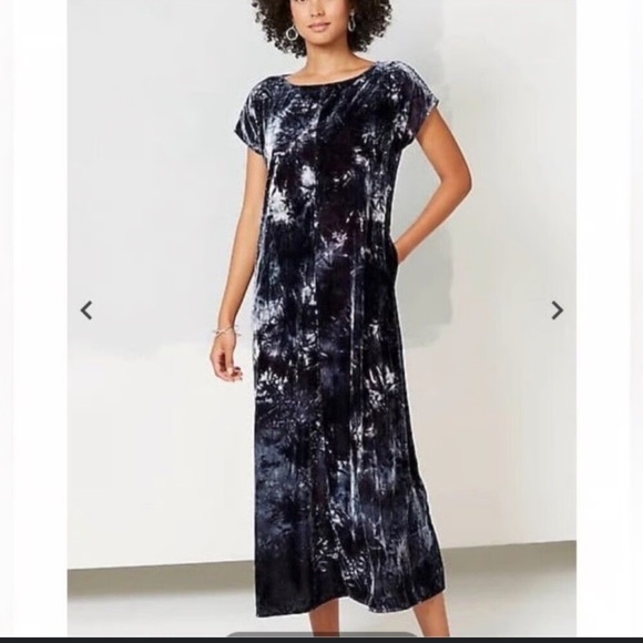 J. Jill Black Tie-Dye Velvet Maxi Dress - Picture 1 of 5